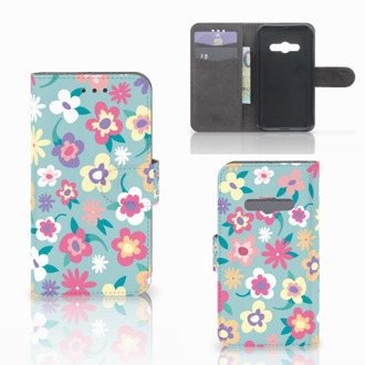 B2Ctelecom Telefoonhoesje Samsung Galaxy Xcover 3 | Xcover 3 VE Book Case Hoesje Design Flower Power