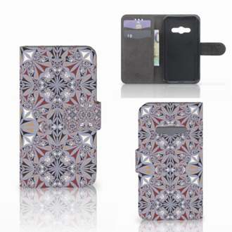 B2Ctelecom Telefoonhoesje Samsung Galaxy Xcover 3 | Xcover 3 VE Book Case Hoesje Design Flower Tiles