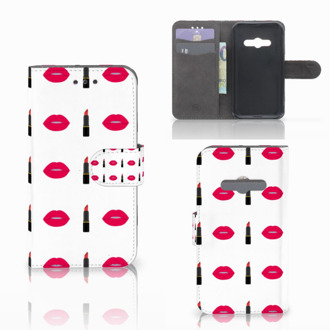 B2Ctelecom Telefoonhoesje Samsung Galaxy Xcover 3 | Xcover 3 VE Book Case Hoesje Design Lipstick Kiss