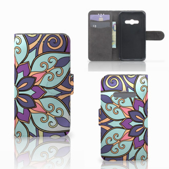 B2Ctelecom Telefoonhoesje Samsung Galaxy Xcover 3 | Xcover 3 VE Book Case Hoesje Design Purple Flower