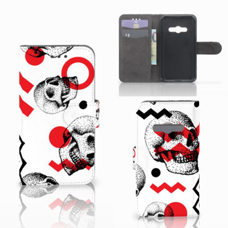 B2Ctelecom Telefoonhoesje Samsung Galaxy Xcover 3 | Xcover 3 VE Book Case Hoesje Design Skull Red