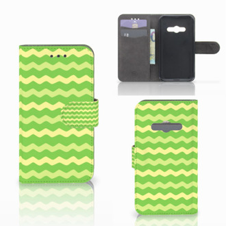 B2Ctelecom Telefoonhoesje Samsung Galaxy Xcover 3 | Xcover 3 VE Book Case Hoesje Design Waves Green