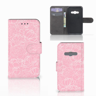 B2Ctelecom Telefoonhoesje Samsung Galaxy Xcover 3 | Xcover 3 VE Book Case Hoesje Design White Flowers