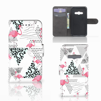 B2Ctelecom Telefoonhoesje Samsung Galaxy Xcover 3 | Xcover 3 VE Book Case Hoesje Flamingo Triangle