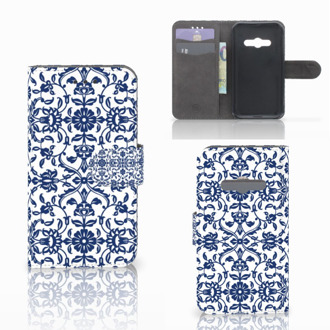 B2Ctelecom Telefoonhoesje Samsung Galaxy Xcover 3 | Xcover 3 VE Book Case Hoesje Flower Blue