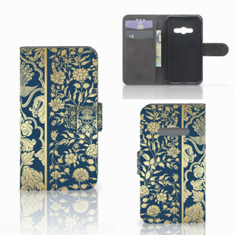 B2Ctelecom Telefoonhoesje Samsung Galaxy Xcover 3 | Xcover 3 VE Book Case Hoesje Golden Flowers