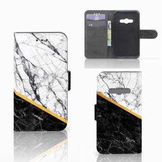 B2Ctelecom Telefoonhoesje Samsung Galaxy Xcover 3 | Xcover 3 VE Book Case Hoesje Marble White Black