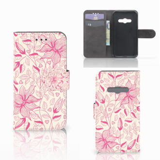 B2Ctelecom Telefoonhoesje Samsung Galaxy Xcover 3 | Xcover 3 VE Book Case Hoesje Pink Flowers