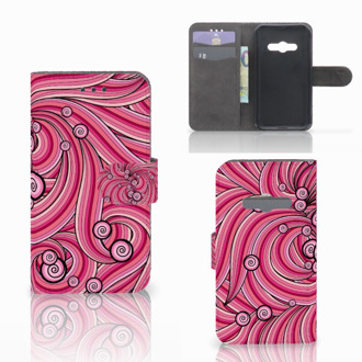 B2Ctelecom Telefoonhoesje Samsung Galaxy Xcover 3 | Xcover 3 VE Book Case Hoesje Swirl Pink