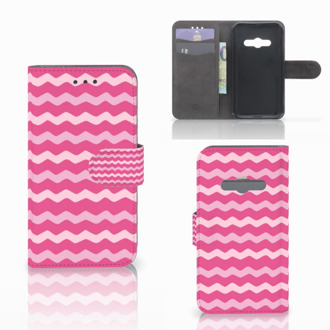 B2Ctelecom Telefoonhoesje Samsung Galaxy Xcover 3 | Xcover 3 VE Book Case Hoesje Waves Pink