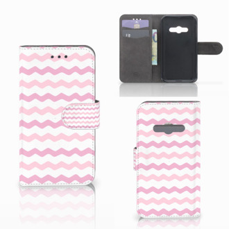 B2Ctelecom Telefoonhoesje Samsung Galaxy Xcover 3 | Xcover 3 VE Book Case Hoesje Waves Roze