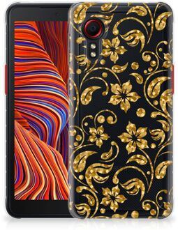 B2Ctelecom Telefoonhoesje Samsung Galaxy Xcover 5 Back Cover Siliconen Hoesje Gouden Bloemen