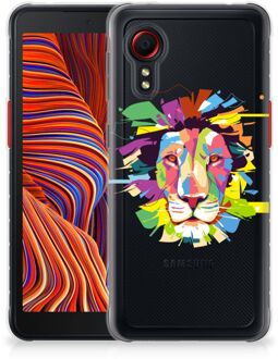 B2Ctelecom Telefoonhoesje Samsung Galaxy Xcover 5 Back Cover Siliconen Hoesje Super als Cadeautjes voor Jongens Lion Color