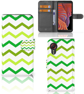 B2Ctelecom Telefoonhoesje Samsung Galaxy Xcover 5 Flip Case Zigzag Groen