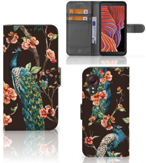 B2Ctelecom Telefoonhoesje Samsung Galaxy Xcover 5 Flipcase Cover Pauw met Bloemen