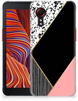 B2Ctelecom Telefoonhoesje Samsung Galaxy Xcover 5 TPU Silicone Hoesje Black Pink Shapes