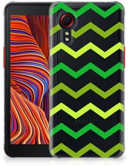 B2Ctelecom Telefoonhoesje Samsung Galaxy Xcover 5 TPU Siliconen Hoesje met Foto Zigzag Groen