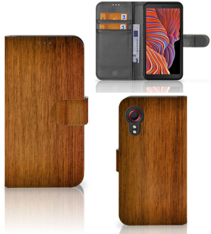 B2Ctelecom Telefoonhoesje Samsung Galaxy Xcover 5 Wallet Book Case Donker Hout