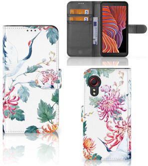 B2Ctelecom Telefoonhoesje Samsung Galaxy Xcover 5 Wallet Bookcase Bird Flowers