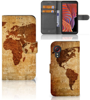 B2Ctelecom Telefoonhoesje Samsung Galaxy Xcover 5 Wallet Bookcase Wereldkaart