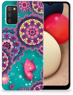 B2Ctelecom Telefoonhoesje Samsung M02s | Samsung Galaxy A02s Back Cover Siliconen Hoesje Cirkels en Vlinders