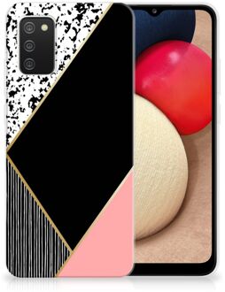 B2Ctelecom Telefoonhoesje Samsung M02s | Samsung Galaxy A02s TPU Silicone Hoesje Black Pink Shapes