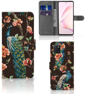 B2Ctelecom Telefoonhoesje Samsung Note 10 Lite Flipcase Cover Pauw met Bloemen