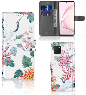 B2Ctelecom Telefoonhoesje Samsung Note 10 Lite Wallet Bookcase Bird Flowers