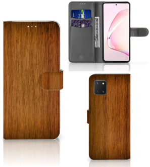 B2Ctelecom Telefoonhoesje Samsung Note 10 Lite Wallet Case Donker Hout