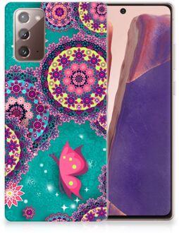 B2Ctelecom Telefoonhoesje Samsung Note 20 Back Cover Siliconen Hoesje Cirkels en Vlinders