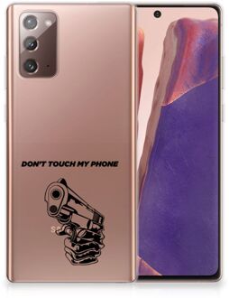 B2Ctelecom Telefoonhoesje Samsung Note 20 Back Cover Siliconen Hoesje Transparant Gun Don't Touch My Phone