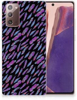 B2Ctelecom Telefoonhoesje Samsung Note 20 Backcover Soft Siliconen Hoesje Feathers Color