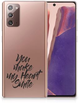 B2Ctelecom Telefoonhoesje Samsung Note 20 Backcover Soft Siliconen Hoesje Heart Smile