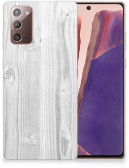 B2Ctelecom Telefoonhoesje Samsung Note 20 Backcover Soft Siliconen Hoesje Wit Hout