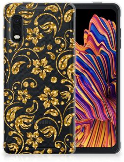 B2Ctelecom Telefoonhoesje Samsung Xcover Pro Back Cover Siliconen Hoesje Gouden Bloemen