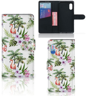 B2Ctelecom Telefoonhoesje Samsung Xcover Pro Flip Hoesje met naam Flamingo Palms