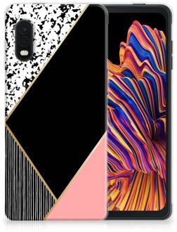 B2Ctelecom Telefoonhoesje Samsung Xcover Pro TPU Silicone Hoesje Black Pink Shapes