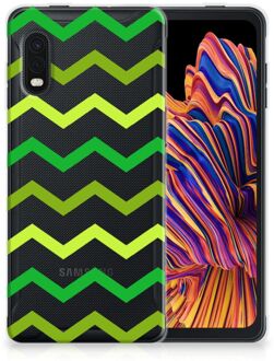 B2Ctelecom Telefoonhoesje Samsung Xcover Pro TPU Siliconen Hoesje met Foto Zigzag Groen