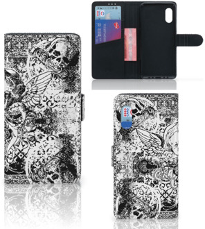 B2Ctelecom Telefoonhoesje Samsung Xcover Pro Wallet Book Case Skulls Angel