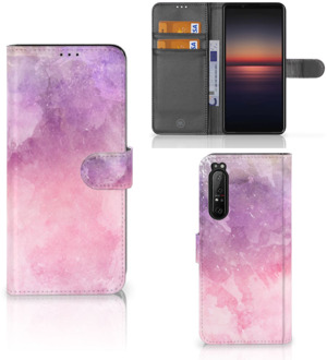 B2Ctelecom Telefoonhoesje Sony Xperia 1 II Flipcase Pink Purple Paint