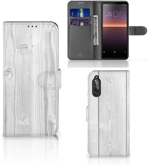 B2Ctelecom Telefoonhoesje Sony Xperia 10 II Smartphonehoesje met naam White Wood