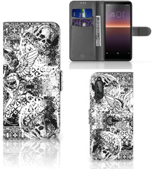 B2Ctelecom Telefoonhoesje Sony Xperia 10 II Wallet Case Skulls Angel