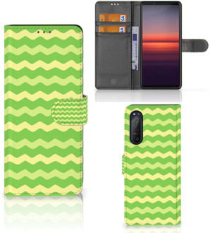 B2Ctelecom Telefoonhoesje Sony Xperia 5II Book Case Waves Green