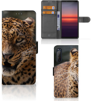 B2Ctelecom Telefoonhoesje Sony Xperia 5II Book Cover Cadeautjes voor Jongens Luipaard