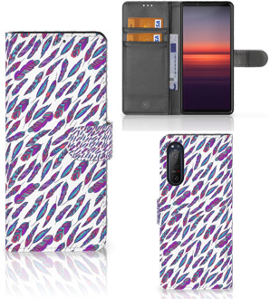 B2Ctelecom Telefoonhoesje Sony Xperia 5II Flip Cover Feathers Color