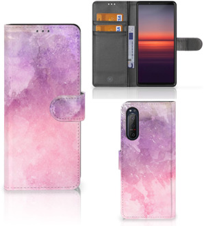 B2Ctelecom Telefoonhoesje Sony Xperia 5II Flipcase Pink Purple Paint