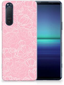 B2Ctelecom Telefoonhoesje Sony Xperia 5II Hoesje Witte Bloemen