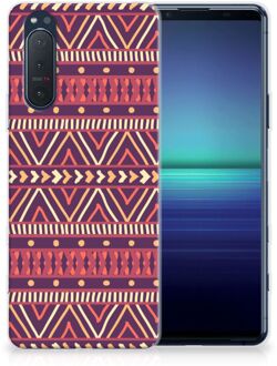 B2Ctelecom Telefoonhoesje Sony Xperia 5II Leuk TPU Backcase Aztec Purple