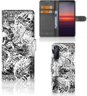 B2Ctelecom Telefoonhoesje Sony Xperia 5II Wallet Book Case Skulls Angel