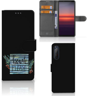 B2Ctelecom Telefoonhoesje Sony Xperia 5II Wallet Bookcase met Quotes Boho Beach